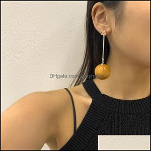 Dangle & Chandelier Earrings Jewelry Retro Wooden Asymmetric European Round Ball Line Ear Drop Women Summer Party Dress Earring Aessories De