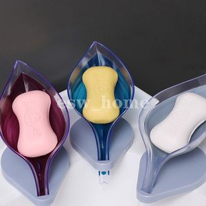 Punch-Free Soap Dish Leaf Shape Soap Drain Box Soap Holder Rack Suction Cup Rotatable Multifunction Kitchen Bathroom Supplies