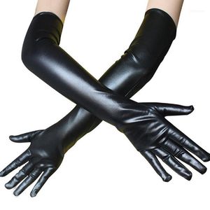 Sexiga faux läder Glänsande punkhandskar Hip-Jazz Outfit Mittens Culb Wear Cosplay Costumes Tillbehör Lång latexhandske1