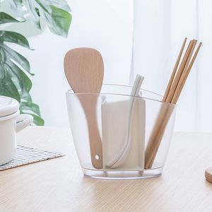 Recipiente de armazenamento de mesa de plástico criativo plástico por atacado multi-propósito simples removível e lavável chopsticks garfo colher drenagem balde