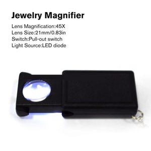 45x Magnifier Mini Microscópio Jóias Antiguidades Identificação Lupa Identificação Interruptor de Lupa Loupa LED