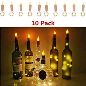10 Packs Wine Bottle Cork Light Battery Operated LED Flameless Mini String Light voor Party Christmas Y0720