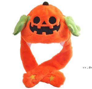 Orecchio che si muove cappello da salto Costume a tema Divertente peluche Fantasma Zucca Paraorecchie Berretto caldo mobile Adolescenti Adulti Cosplay unisex Halloween RRF11961