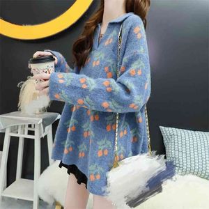 Sweet Japanese Sweater Women's Pullover Loose Wearing Net Red Wild Autumn Winter Korean Version Of Lazy Wind Shirt 210427