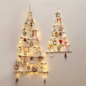 Nordic style wooden Christmas tree decoration merry Christmas decoration For home Xmas Ornaments Navidad Noel Happy Year2022 211104