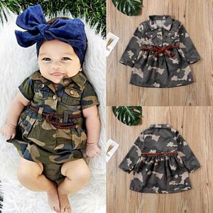 Coat 2021 Toddler Baby Girl Clothes Kids Long Camouflage Tops + Belt Summer Outfits 2PCS Costume