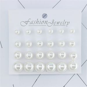 Earings for Woman Fashion White Pearl Piercing Stud Earrings Women Lady Jewelry mm mm mm mm Mix Size Card Pairs Pearls Z2