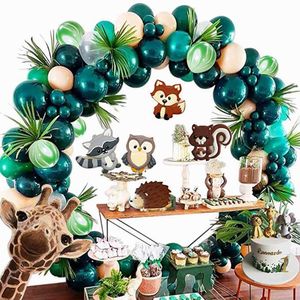 Theme Dungle Safari Party поставляет Green Balloons Garland Arch Kit Chable на день рождения Детская душ лес вечеринка рождественские украшения 210626
