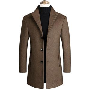 Miscele di lana maschili cappotti uomini di alta qualità autunno inverno addensare giacche da uomo casual lussuoso trench lungo abbigliamento marca