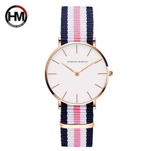 Drop Japan Quartz Movement Analog Fashion Casual Watches Nylon Strap Wrist Watches Brand Waterproof Wristwatch For Women 210527
