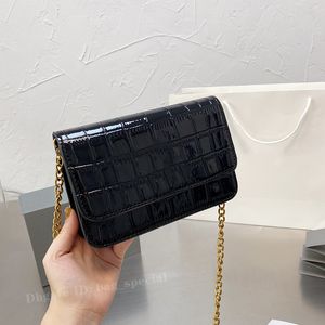 Nya alligator handväskor för kvinnor axelväska läder plånbok designer crossbody väskor flickor mode svart vit rosa lyxiga lady kedja handväska med låda