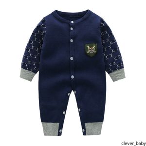 Baby Boy Jumpsuit outono primavera casual mangas compridas malha macacão morna infantil um-pedaço