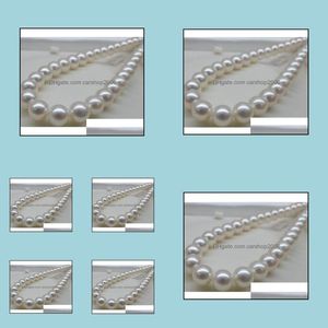 Collane con perline Ciondoli Gioielli 11-12 mm Rotondo perfetto Collana di perle bianche genuine dei Mari del Sud Chiusura in oro 14K Consegna a goccia 2021 Qeqnt