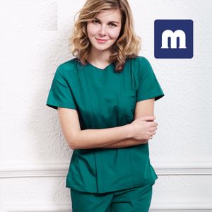 Medigo-085 Women's Two Piece Pants Women Scrubs Tops+pant Men Medical Uniform Surgery Scrubs Shirt Short Sleeve hospital uniform Pet grey's anatomy Doctor Workwear