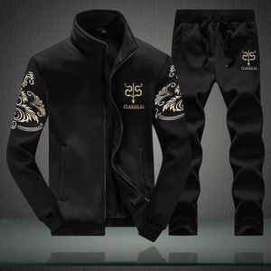 Mens joggers set 2 stycke sportig kostymjacka + byxa svett kostym män kläder outwear män tracksuit outfit hoppa kostym koreanska mode x0610