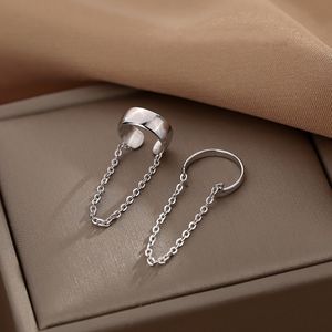 Sterling Silver French Non pierced Chain Ear Clip Female Simple Unique Cold Wind Earrings Cool Handmade Couple Gift Z2