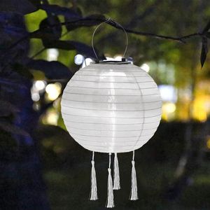 Solar Lamps Outdoor LESolar Lantern Lamp Festival Party Decor Event Hanging Light Chinese Paper Ball Lampions For Wedding