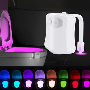 Sensore di movimento a LED automatico con rilevamento del corpo a 16 colori Lampada da notte Ciotola per WC Luce da bagno Retroilluminazione impermeabile per WC WC