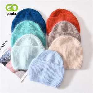 GOPLU Hat Cute Solid Winter Hats Pink Blue Beanies for Men Knitted Caps Luxury Warm Fluffy Bonnets Sombreros De Mujer 211228