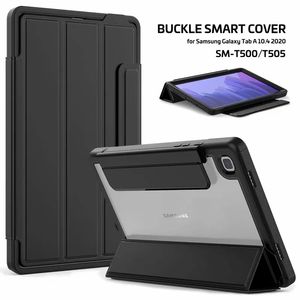 Heavy Duty Magnetic Smart Buckle Cases HD Clear Back Arcylic Building In Screen Protector Auto Sleep Awake FOR Samsung Galaxy Tab A7 10.4 T500 10.1 T510 T515 25PCS