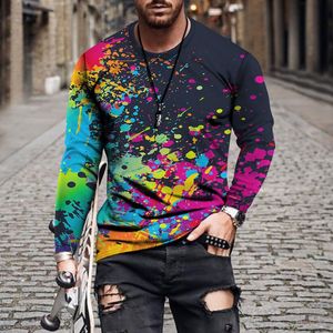 Herren Hoodies Sweatshirts Lässiger Pullover Herbst Langarm O-Ausschnitt Polka Dot Print Pullover Top Übergroßes T-Shirt