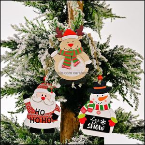 Christmas Decorations Festive & Party Supplies Home Garden Tree Wooden Santa Snowman Reindeer Hanging Ornaments Gift Tags Holiday Favors Kdj