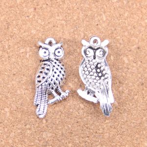 48pcs Antique Silver Bronze Plated owl standing branch Charms Pendant DIY Necklace Bracelet Bangle Findings 33*15mm