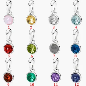 Fine Jewelry Autentyczne 925 Sterling Silver Bead Fit Pandora Charm Bransoletki Grudzień Birthstone Kolekcja Kolorowe Łańcuch Bezpieczeństwa Wisiorek Koraliki DIY