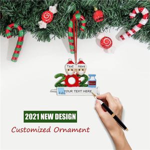 Auf Lager Quarantäne personalisierte Weihnachten 2021 Dekoration DIY hängende Ornament süße Harz Schneemann Anhänger Social Distancing Party