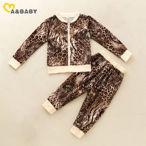 2-7y garoto garotas roupas conjunto tigre impressão de manga longa casaco casaco top calças para roupas crianças trajes 210515