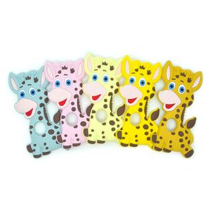 Silikon Beißring Cartoon Giraffe Tier Lebensmittel Grade Zahnen Spielzeug Sika Deer DIY Schnuller Kette Halskette Zubehör Baby Molaren Spielzeug