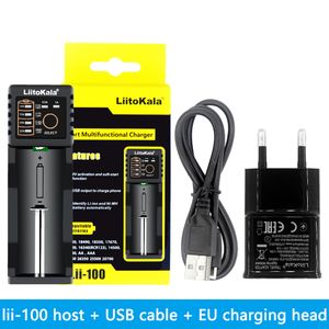 LiitoKala Lii-100B Lii-100 18650 Battery smart Charger For 26650 18350 16340 18500 AA AAA 3.7V 1.2V Ni-MH Ni-Cd Lithium + Lii-U1 5V 2A USB