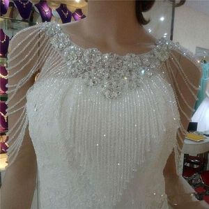 Wraps Jackets 2021 Top Sale Luxurious Crystal Rhinestone Bling Bridal White Lace Bröllop Sjaljacka Bolero Wrap