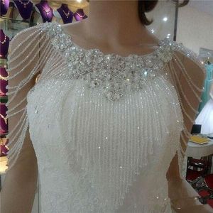 Wraps Куртки 2021 Лучшие продажи Роскошный кристалл горный хрусталь Bling Bridal белый кружева свадебный платок куртка болеро