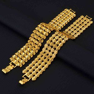Anniyo 21CM 3CM Width Bracelet for Women Men Gold Color Ethiopian Jewelry African Wide Bangle Arab Wedding Gifts #227506