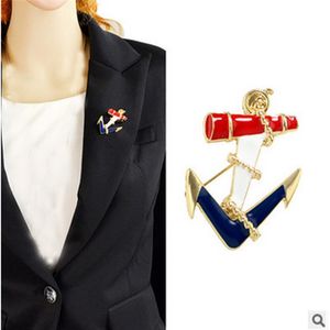 KPOP Vintage Mode Sea Enamel / Ancora Navy Anchor Brosch / Kvinnor kostym Lapel Pin Tillbehör / Damen Broschen / Broche / Broszka / Broszki