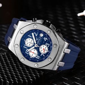 Onola 202New Brand Fashion Casual Quartz Mens Chronograph Multifunction Wristwatch All Black Gold Metal Waterproof Watch for Men