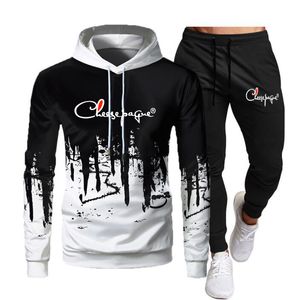 Uomo con cappuccio patchwork turistiche brand tracce set felpe 2022 pantaloni con cappuccio casual con cappuccio pullover street black hoody streetwear s-3xl