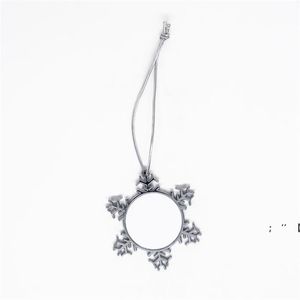 Snowflake Pendants Sublimation Julprydnader Metal Termisk överföring Utskrift Blank prydnad Vit Anpassad DIY Tree Decor RRF11922