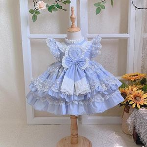 Girl's Dresses Spanish Baby Clothing Princess Children Birthday Eid Easter Party Ball Gown Lace Bow Stitching Cute Girl Lolita Dress A134