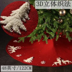 92/122 cm Rood Gebreide Elk Wit Flanel Geborduurde Sneeuwvlok Kerstboom Rok Ornamenten Nieuwjaar Home Decorations Tool