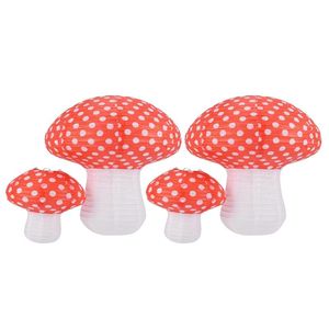 Party Favor 3D Mushroom Shaped Hanging Paper Lanterns For Fairy Woodland Hoodwinked Baby Room Decor 4 PCS (Different Sized)