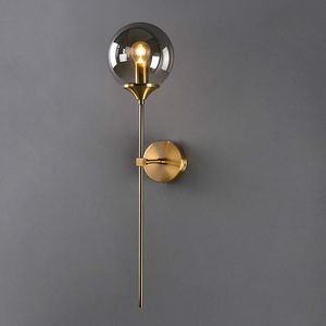 Современный светодиодный стеклянный шар настенный светильник Nordic Clear / Amber / Smoke Grey Grey E14 золотой декоративный Sconce спальня прикроватный подъемник