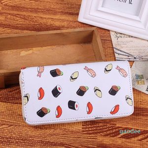Designer-wallets ovo sushi pão carne peixe engraçado padrão impresso longo feminino comida capota grande capacidade de alta qualidade feminina bolsas