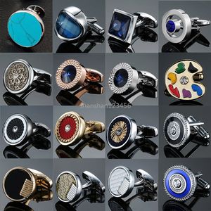 Fashion French Men's Shirt Cufflinks Diamond Metal Brass Enamel sleeve button Business suit Shirt Crystal Zircon Cuff Links for Men jewelry