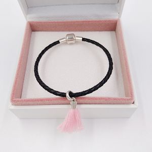 kit per la creazione di gioielli 925 catene d'argento perline gioielli Pandora tessuto rosa brillante nappa charms bracciale amicizia donna per collane personalizzate per uomo fai da te 797212CBP