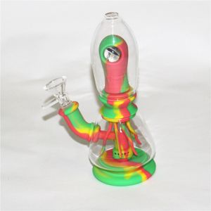 Hookahs silicone bong recycler dab rig glass percolator protect case mini bubble bubbler water pipes with dry herb bowls