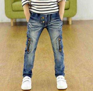 Abbigliamento per bambini 2021 New Spring Autunno Pantaloni per bambini Pantaloni in denim per ragazzi Pantaloni casual in cotone di moda Boy Zipper Jeans G1220