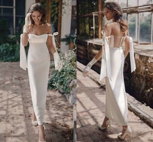 Boho Simple Style Styl Styl Sukienka 2021 Off The Sholder Paski Sweetheart Suknie Ślubne Saudyjskie Arabskie Backless Vestidos de Noiva