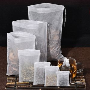 100 pcs saquinhos de chá não-tecido tecido de filtro de café saco de espetáculo bolsa de filtro vazio de chá cordão infuser chá brewing sacos 2022